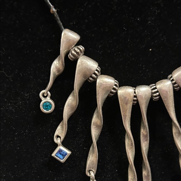 Elegant Silver Necklace with Blue and Yellow Accents - Picture 3 of 6